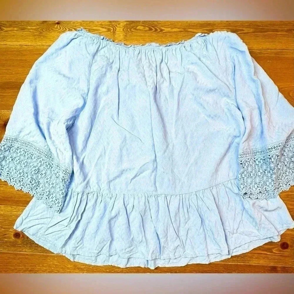 Democracy | Bohemian Lace Blouse | Cornflower Blue | XL - Picture 3 of 3